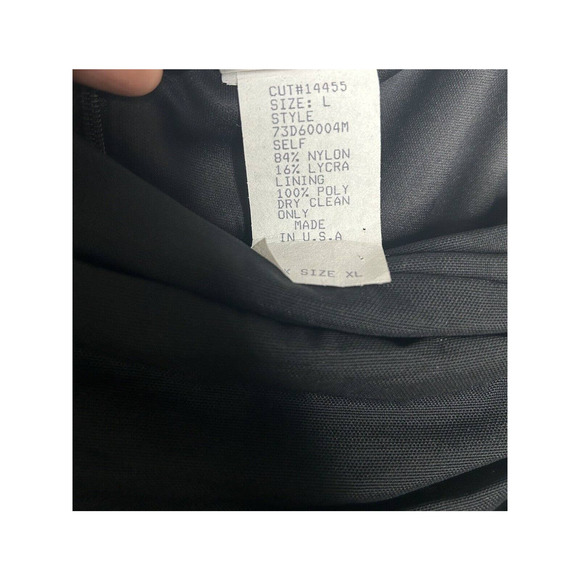 Tadashi Collection Womens Black Rouched Bodycon Dress Size L Mesh - Picture 11 of 12